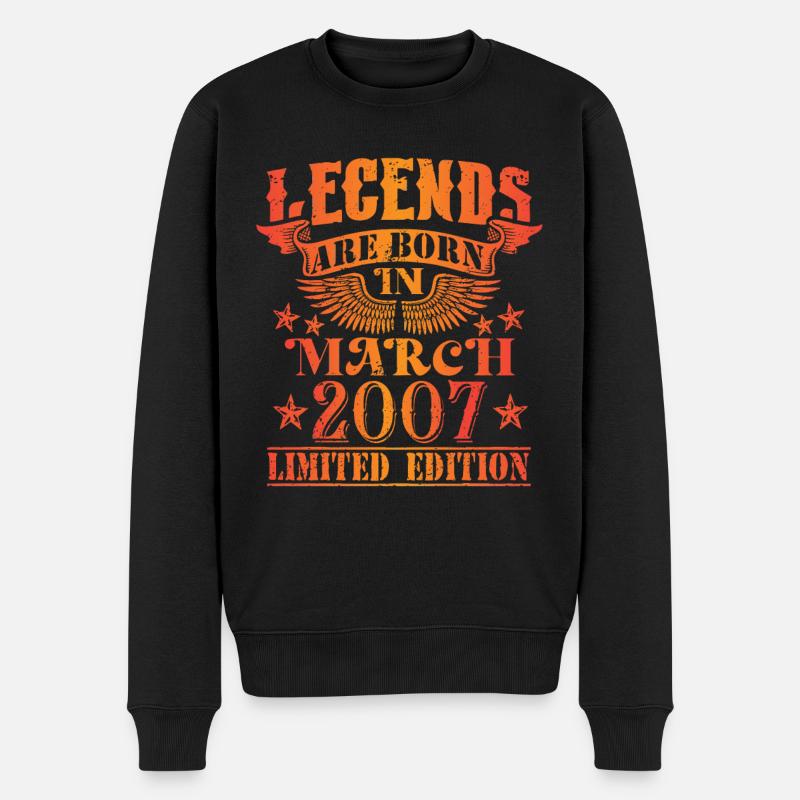 Geburtstag März 2007 Limited Edition Vintage - Männer Premium Bio Pullover - Schwarz
