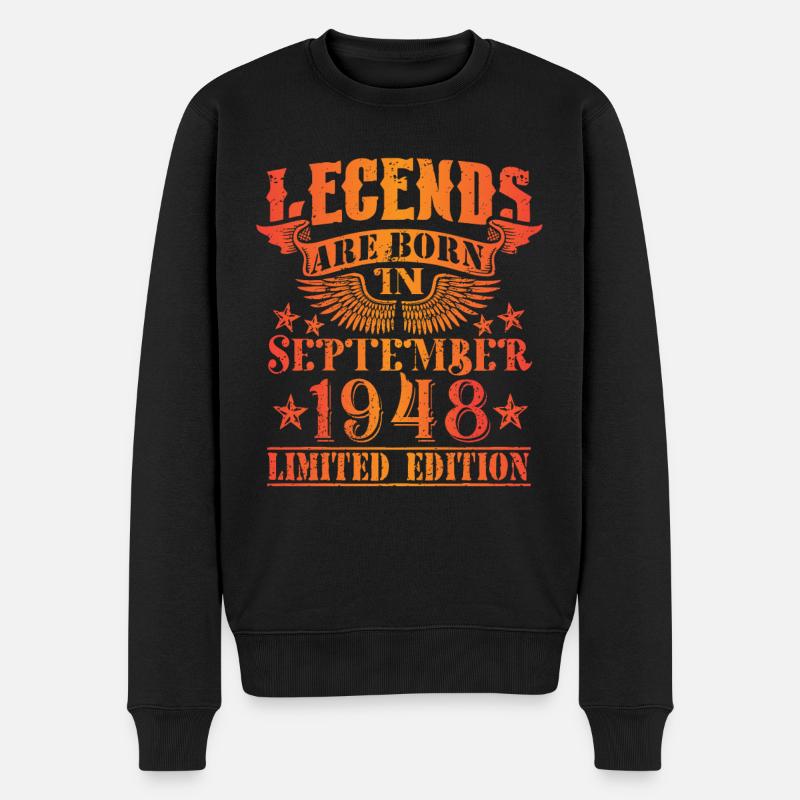 Geburtstag September 1948 Limited Edition Vintage - Männer Premium Bio Pullover - Schwarz