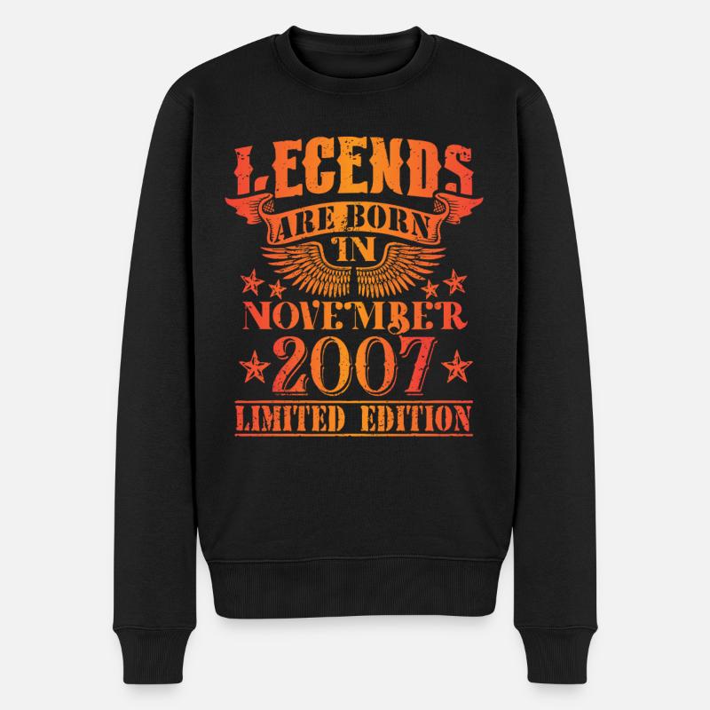 Geburtstag November 2007 Limited Edition Vintage - Männer Premium Bio Pullover - Schwarz