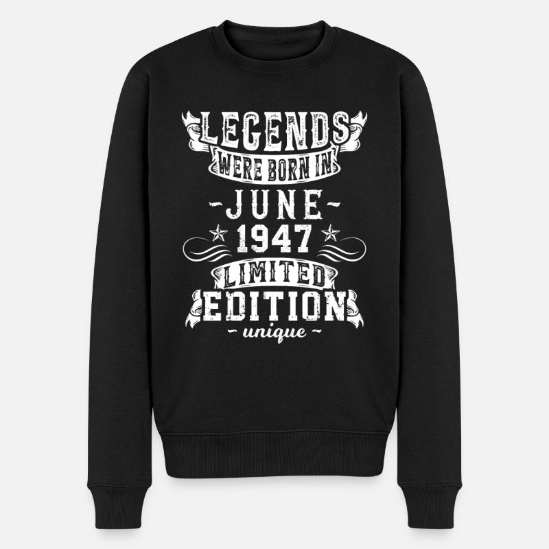 Geburtstag Juni 1947 Limited Edition Vintage - Männer Premium Bio Pullover - Schwarz