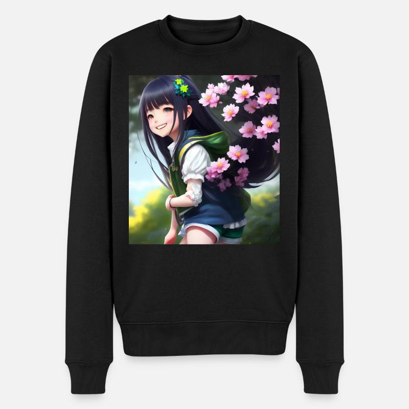 Anime Cutie - Männer Premium Bio Pullover - Schwarz