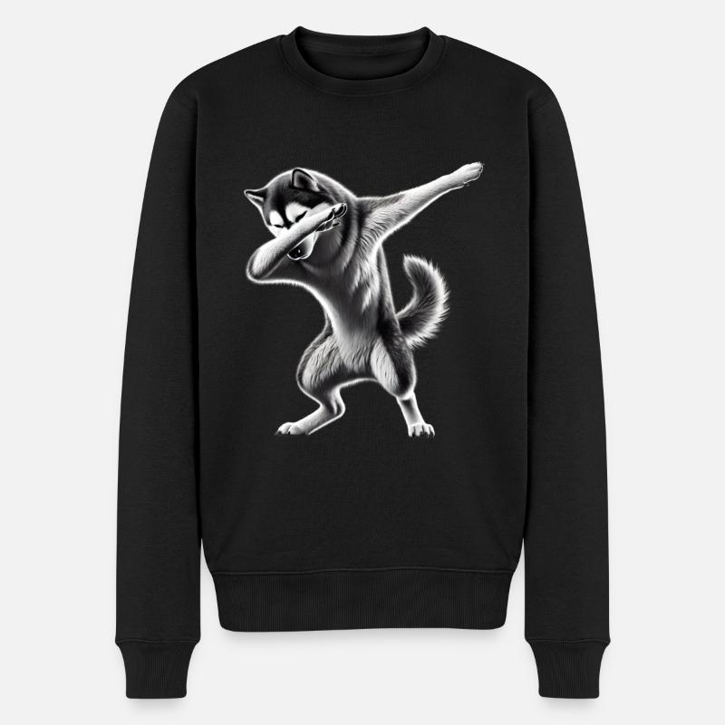 Dabbing Hunde Tierliebhaber Dab Sibirischer Husky - Männer Premium Bio Pullover - Schwarz