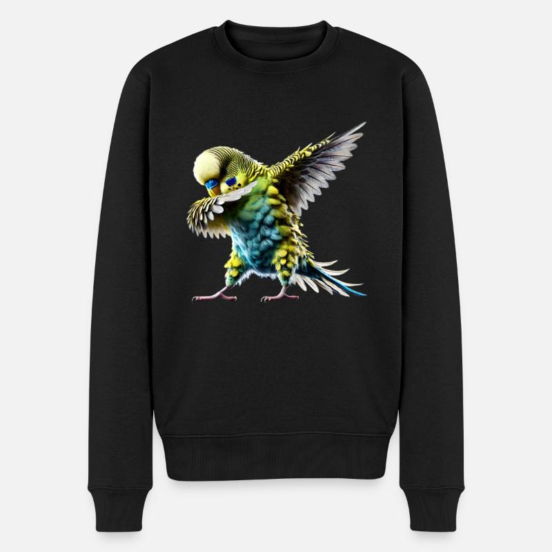 Lustiges Dabbing Wellensittich Vogel Tierliebhaber - Männer Premium Bio Pullover - Schwarz