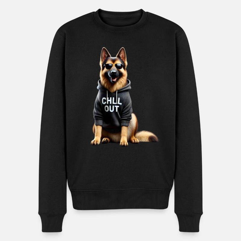 Lustiges Deutscher Schäferhund Chill Out Chillen - Männer Premium Bio Pullover - Schwarz