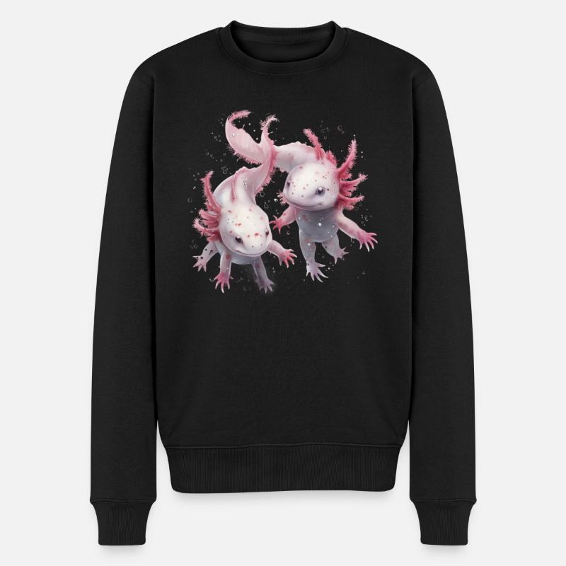 Axolotl Motiv Schwanzlurch Tierliebhaber Kopfhörer - Männer Premium Bio Pullover - Schwarz