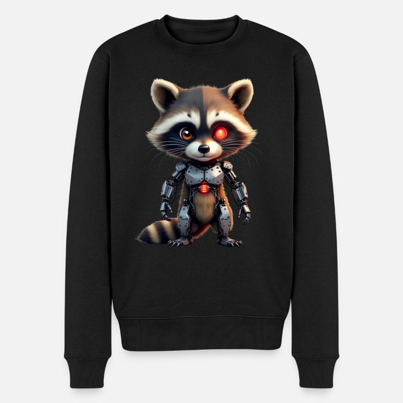 Lustige Roboter Tech Waschbär Cyborg Tier Raccoon - Männer Premium Bio Pullover - Schwarz