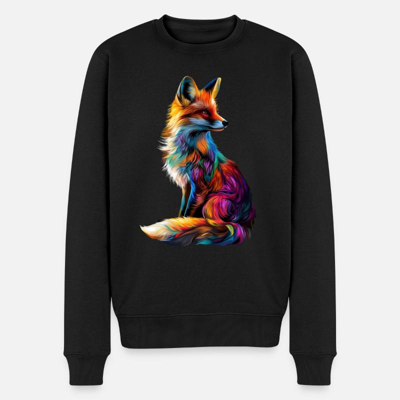 Lustiges Fuchs Fox Kunst Tier Natur Wildtier Tiere - Männer Premium Bio Pullover - Schwarz