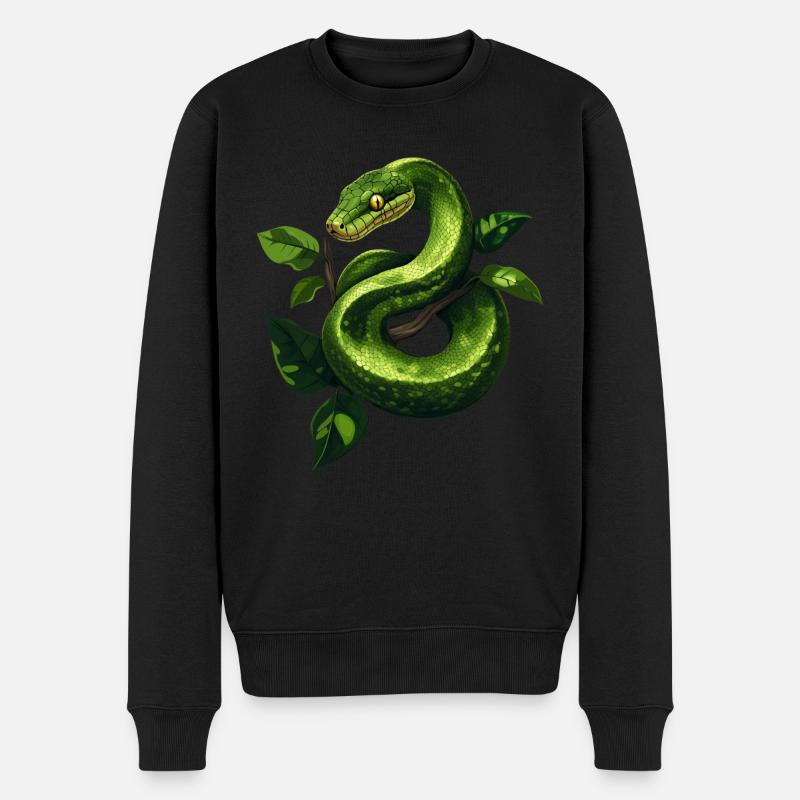 Grüner Baumpython Schlangen Liebhaber Terrarium - Männer Premium Bio Pullover - Schwarz