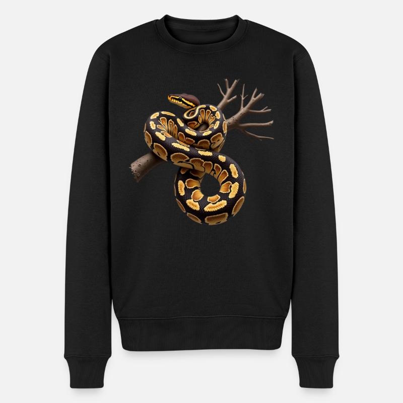 Königspython Schlangen Liebhaber Terrarium Python - Männer Premium Bio Pullover - Schwarz