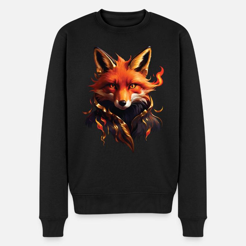 Lustiges Fuchs Fox Kunst Tier Natur Wildtier Tiere - Männer Premium Bio Pullover - Schwarz