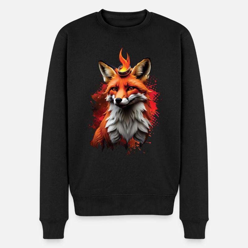 Lustiges Fuchs Fox Kunst Tier Natur Wildtier Tiere - Männer Premium Bio Pullover - Schwarz