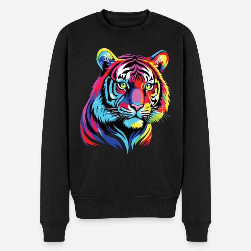 Lustiges Tiger Kunst Tier Natur Wildtier Tiere Zoo - Männer Premium Bio Pullover - Schwarz