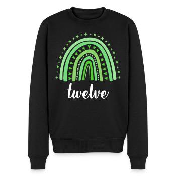 Green Rainbow Twelve Years 12th Birthday - Men's Premium Organic Jumper - black - Front - Nico (187cm)