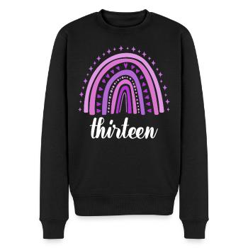 Purple Rainbow Thirteen Years 13th Birthday - Men's Premium Organic Jumper - black - Front - Nico (187cm)