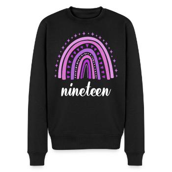 Lila Regenbogen Neunzehn Jahre 19. Geburtstag - Männer Premium Bio Pullover - Schwarz - Vorne - Nico (187cm)
