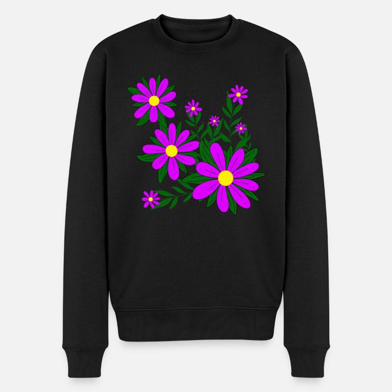 Blütenmuster Blumenranke Margerite Blüte floral - Männer Premium Bio Pullover - Schwarz