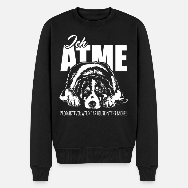 AUSTRALIAN SHEPHERD ich atme Spruch Hunde Wilsigns - Männer Premium Bio Pullover - Schwarz