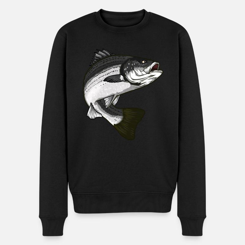 Pêche à la perche rayée - Pull Premium bio Homme - noir