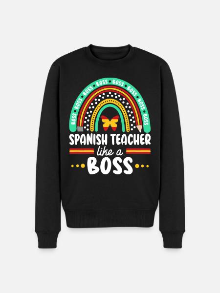 Humor Spanischlehrer als Cheflehrer - Männer Premium Bio Pullover - Schwarz