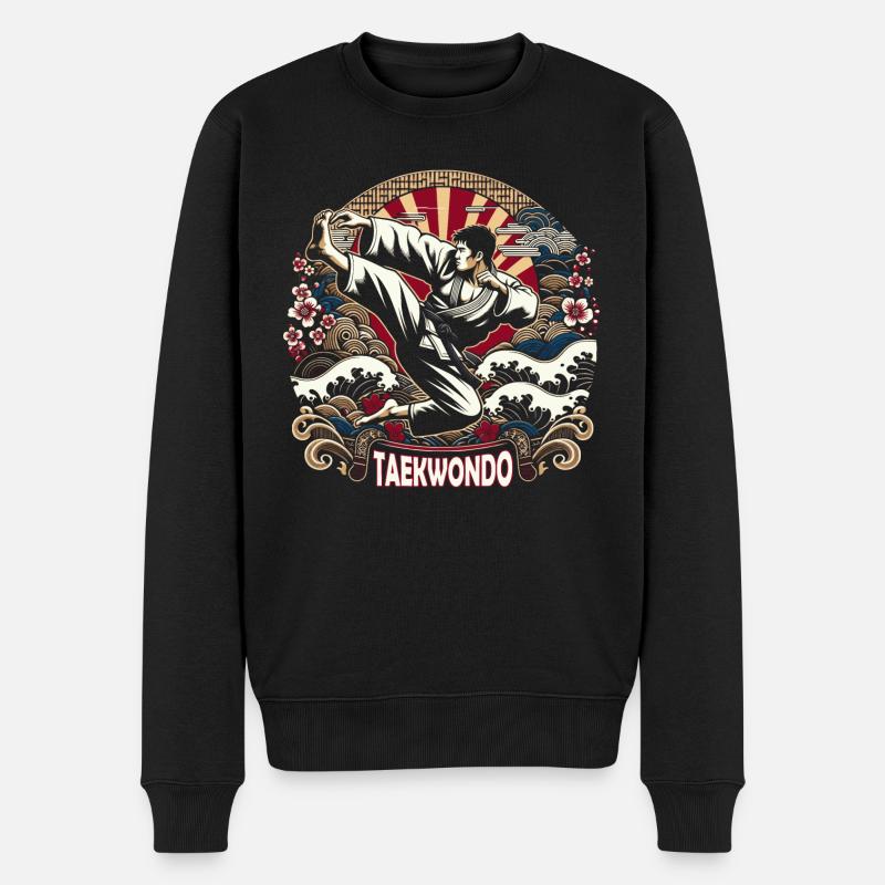 Taekwondo Kick - Männer Premium Bio Pullover - Schwarz