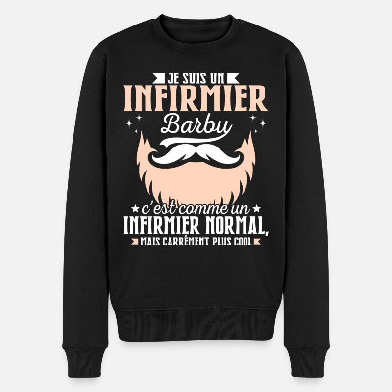 Barbe Humour Infirmier Barbu - Pull Premium bio Homme - noir