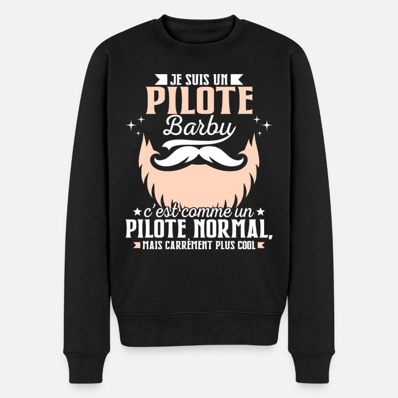 Barbe Humour Pilote Barbu - Pull Premium bio Homme - noir