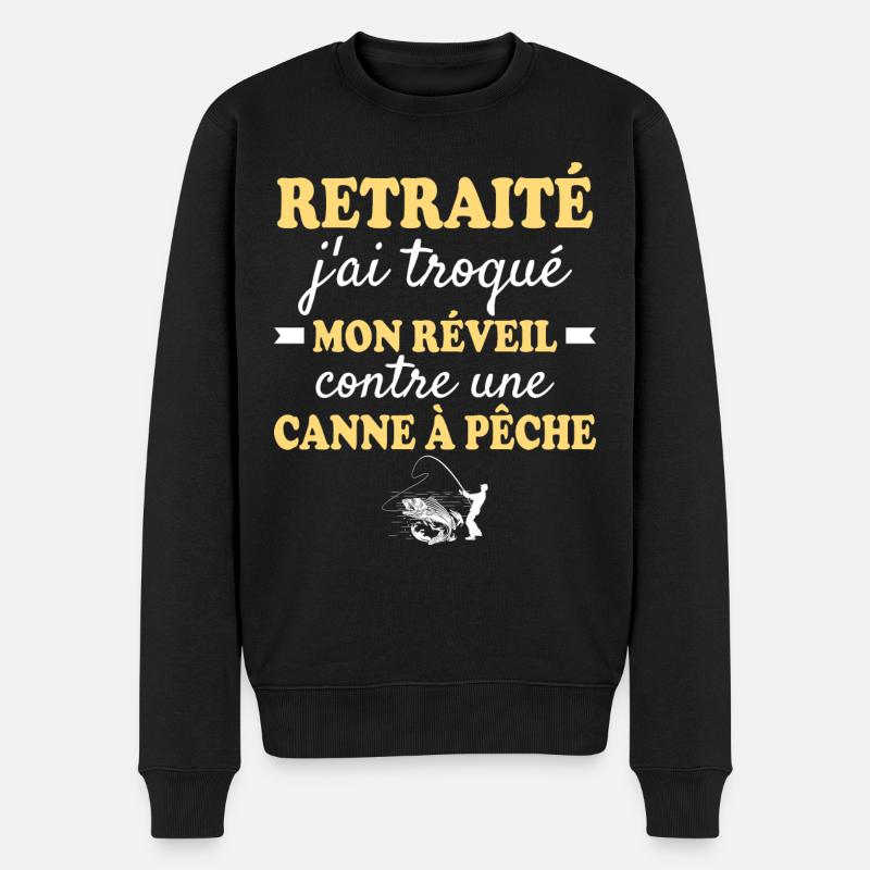 Retraite Papa Retraité Pêcheur - Pull Premium bio Homme - noir