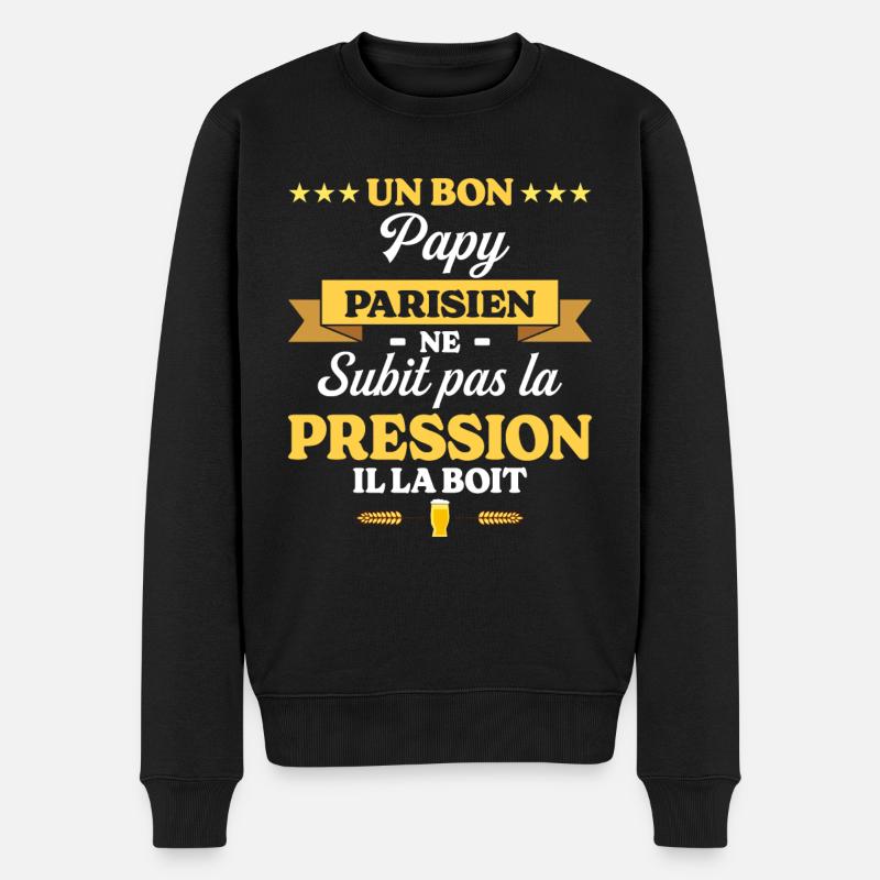 Papy Parisien Grand-Père Humour Papy - Pull Premium bio Homme - noir