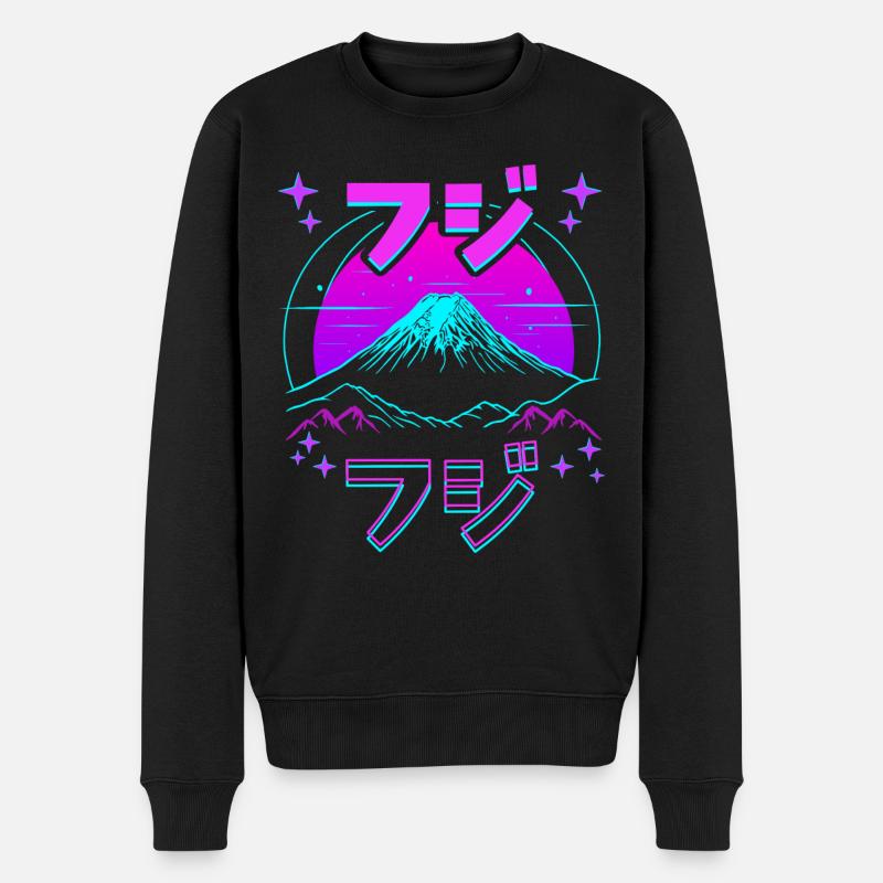 Retro Paysage Aesthétique Japonais - Pull Premium bio Homme - noir