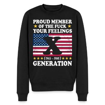 USA Vintage Generation X Geschenkidee - Männer Premium Bio Pullover - Schwarz - Vorne - Nico (187cm)