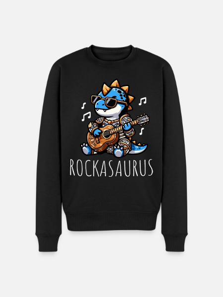 Dinosaur Guitarist Loves Music - Men's Premium Organic Jumper - black