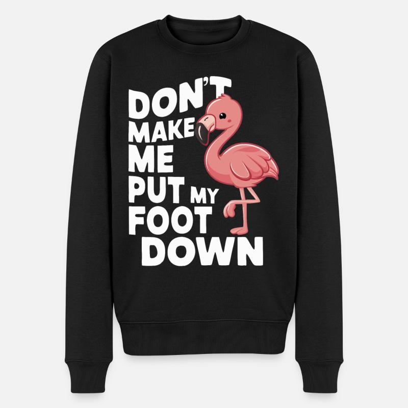 Flamingo Tier Rosa - Männer Premium Bio Pullover - Schwarz