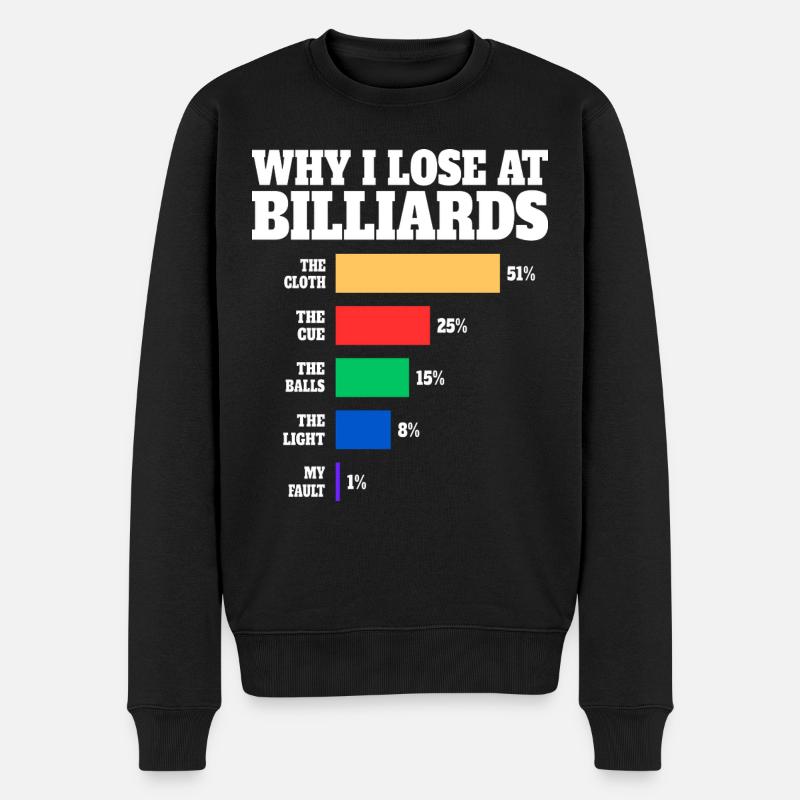Billard Joueur Humour Billard - Pull Premium bio Homme - noir