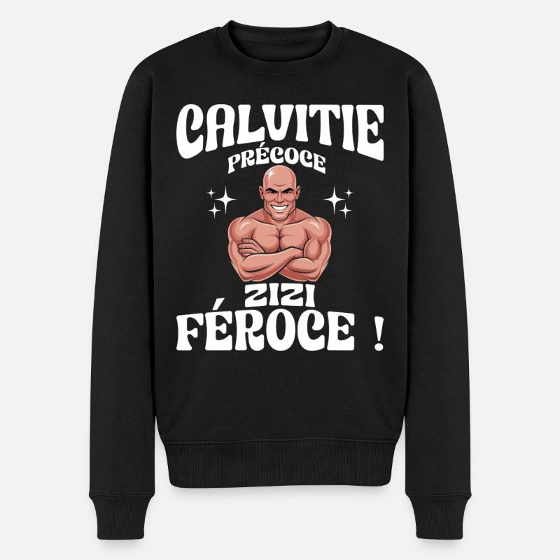 Calvitie Précoce Zizi Féroce Humour - Pull Premium bio Homme - noir
