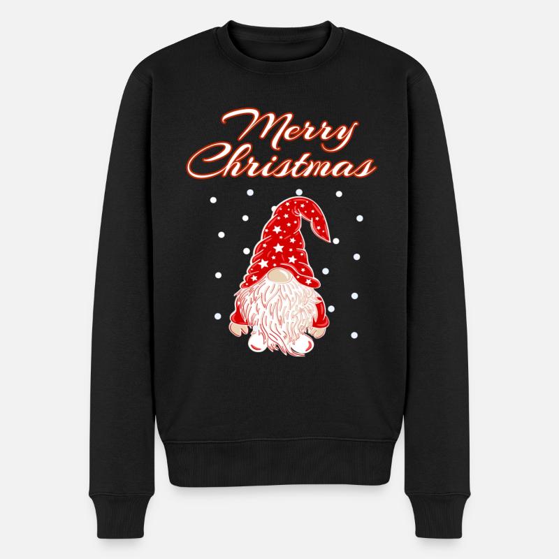 Merry Christmas Gnom Weihnachts Wichtel - Männer Premium Bio Pullover - Schwarz