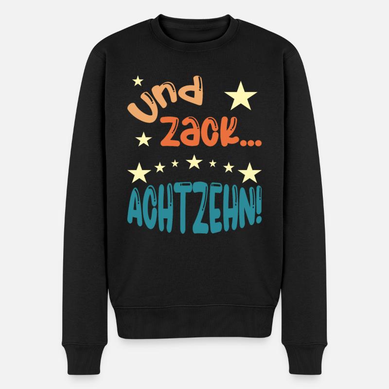 Und zack Achtzehn! - Männer Premium Bio Pullover - Schwarz