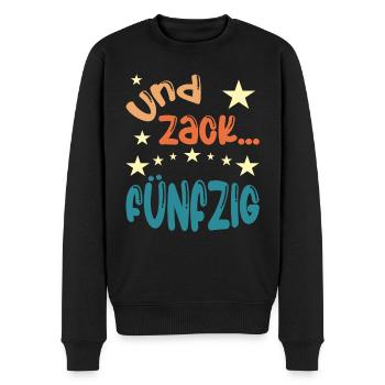 Und zack Fünfzig - Männer Premium Bio Pullover - Schwarz - Vorne - Nico (187cm)