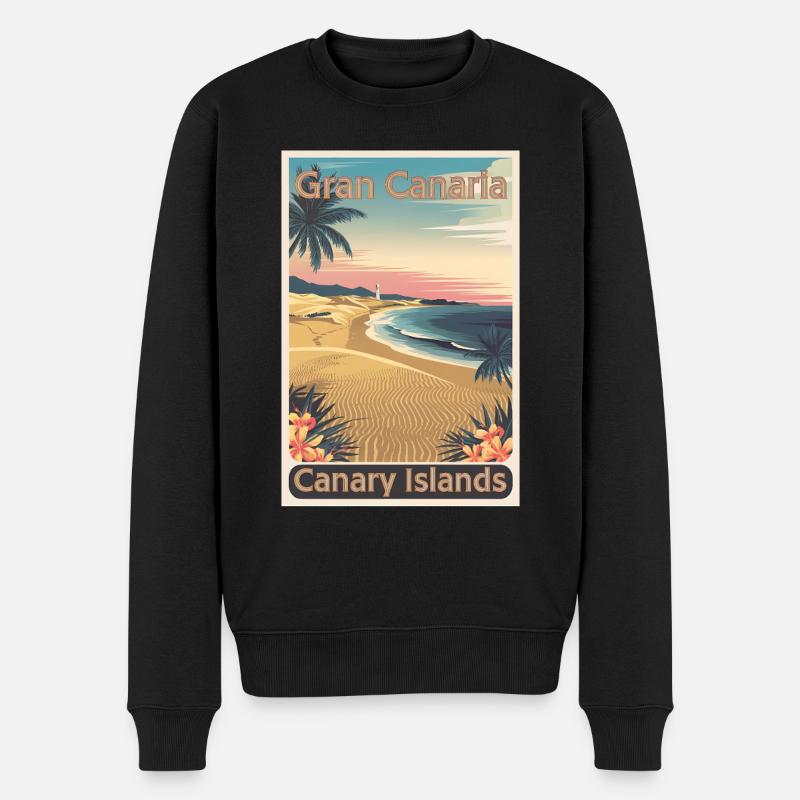 Gran Canaria Retro Poster Vintage Souvenir - Männer Premium Bio Pullover - Schwarz