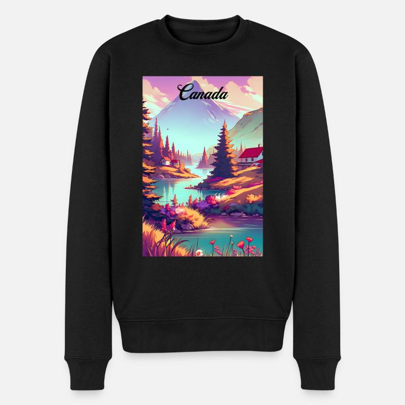 Canada Rocky Mountains Poster Vintage Souvenir - Männer Premium Bio Pullover - Schwarz