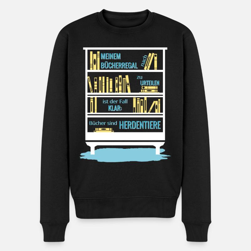 Bücher Herdentiere - lesen Literatur fun Geschenk - Männer Premium Bio Pullover - Schwarz
