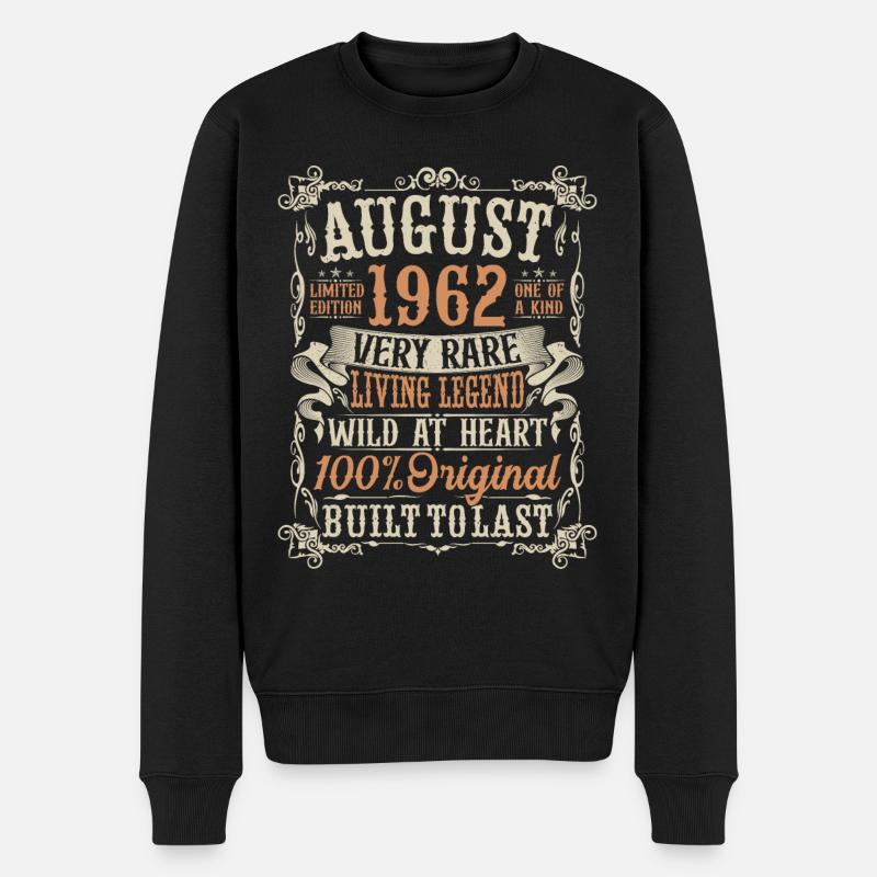 Jahrgang August 1962 geboren Geburtstag Geschenk - Männer Premium Bio Pullover - Schwarz