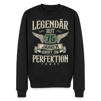 Legendär seit 75 Jahren 75 Geburtstag Spruch - Männer Premium Bio Pullover - Schwarz - Vorne - Nico (187cm)