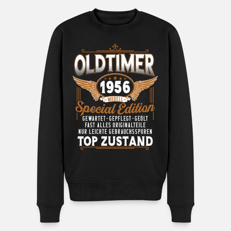 Oldtimer Baujahr 1956 Jahrgang Geburtstag Geschenk - Männer Premium Bio Pullover - Schwarz