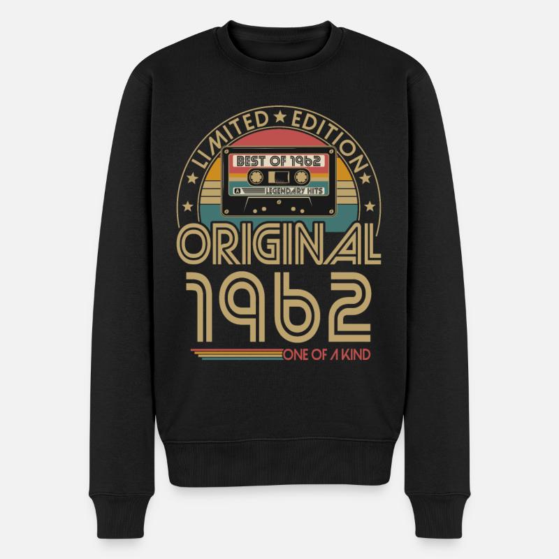 Né 1962 Vintage Rétro Anniversaire - Pull Premium bio Homme - noir