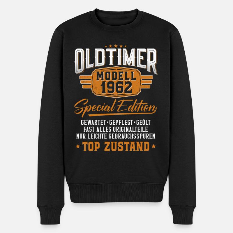 Oldtimer Baujahr 1962 Geburtstagsspruch - Männer Premium Bio Pullover - Schwarz
