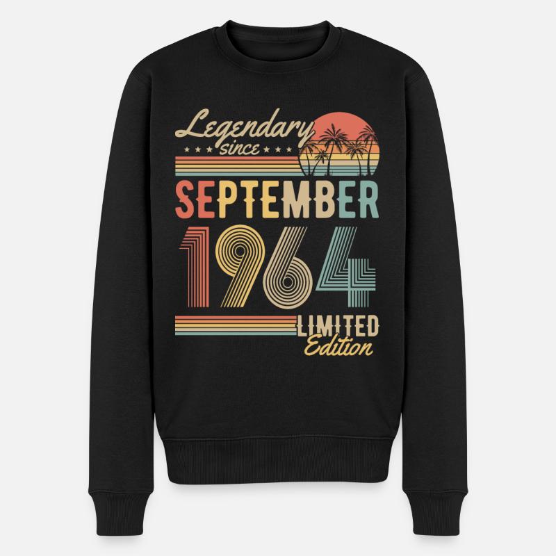 September 1964 geboren Vintage Geburtstag Retro - Männer Premium Bio Pullover - Schwarz