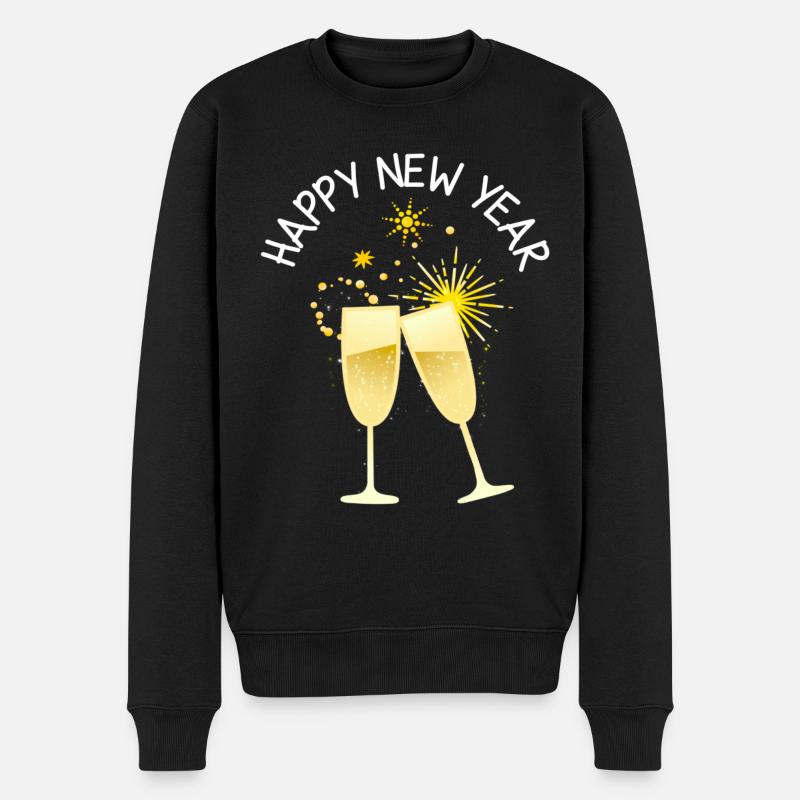 Frohes Neues! Happy New Year - Männer Premium Bio Pullover - Schwarz