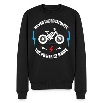 Never Underestimate The Power of E Bike - Männer Premium Bio Pullover - Schwarz - Vorne - Nico (187cm)