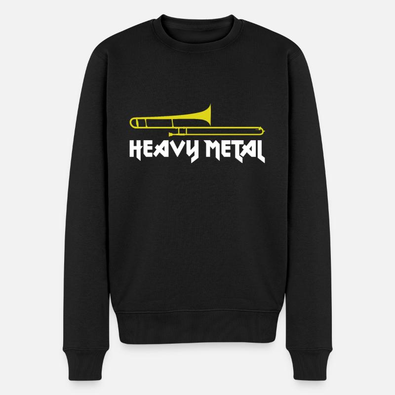 Posaune Posaunist Musik Metal Lustig Sprüche - Männer Premium Bio Pullover - Schwarz