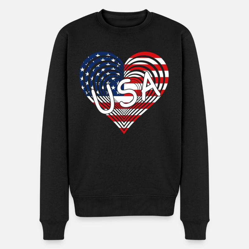 USA - Männer Premium Bio Pullover - Schwarz